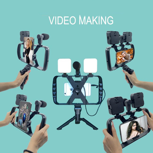 Kit de vlogging pour téléphone portable exceptionnel : microphone, lumière LED, trépied - Enregistrement vidéo tout-en-un pour la photographie micro/macro - Product Image 3