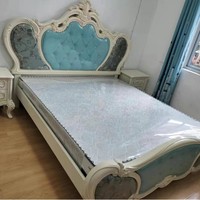 Lit en cuir sculpté de style européen de luxe, ensemble de chambre principale de style royal français, idéal pour hôtels et centres commerciaux, antique
