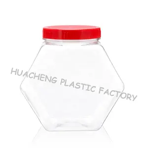 hexagon shaped PET plastic jar for candy jelly food