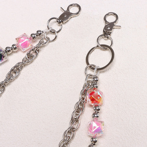 โซ่คาดเอวสองชั้นประดับลูกปัดหลากสี โลหะผสมสังกะสี รูปทรงเรขาคณิต สำหรับผู้ชาย สไตล์ฮิปฮอป ใช้กับกางเกงยีนส์ - Product Image 4