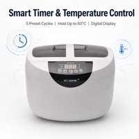 Pembersih Perhiasan & Gigi Ultrasonik Elektrik 20kHz Tangki Baja Tahan Karat Portabel Rumah Tangga Timer Digital 480s 2.5L
