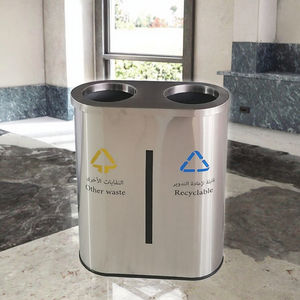 <span class=keywords><strong>Poubelle</strong></span> rectangulaire <span class=keywords><strong>double</strong></span> à <span class=keywords><strong>double</strong></span> couvercle relevable en acier inoxydable, écologique, pour intérieur, avec bac de rangement pour le recyclage - Product Image 3