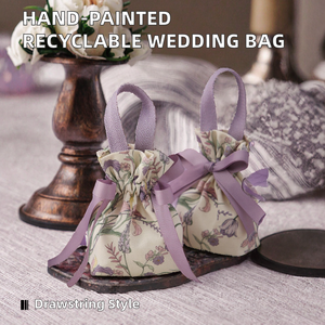 Wedding Candy Box Creative Hot Stamped <b>Textile</b> <b>Packaging</b> Recyclable Empty Wedding Candy Bag Gift Box Drawstring - Product Image 2