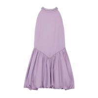 Robe de soirée en satin pour filles, lavande, col licou, garniture en cristal, ourlet bouffant, style princesse, pour enfants, boutique de robes de demoiselles d'honneur