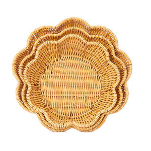 ตะกร้าหวายเทียมโบไบรูปทรงหลายเหลี่ยมภาชนะใส่อาหารทำด้วยมือสำหรับผลไม้ขนมปังขนมขบเคี้ยวที่เก็บของในครัว - Product Image 5