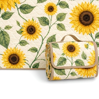 Grande couverture de pique-nique imprimée tournesol, pliable, pour le camping et les réunions de famille