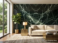 Lembaran Marmer Hijau Zamrud Batu Ever-Prosperity, Poles Alami Desain Modern untuk Lobi Hotel, Villa, Dinding Fitur Interior, OEM