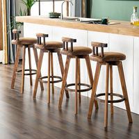 Tabouret de bar en bois massif carbonisé Chaise de bar pivotante de style américain Chaise à dossier haut Chaise de bar créative à dossier haut Usage domestique