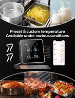 Termometer Pemanggang Daging Digital, Layar LCD Besar, Luar Ruangan, Digital, Membaca Daging, Termometer BBQ, Oven, Termometer, App, Pemantauan Jarak Jauh dengan 4 Probe