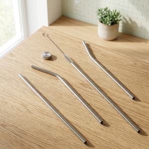 Reusable <b>Drinking</b> <b>Straws</b> Set of 4 Minimalist Cocktail Bar Accessories Straight and Bent Styles <b>for</b> Eco-Friendly Sipping - Product Image 5
