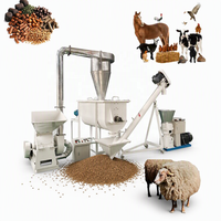 Machine à granulés d'aliments pour animaux électriques à haute productivité, capacité de 100 kg/h, ligne de production automatique d'aliments pour animaux d'élevage, neuve