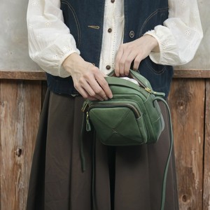 Artistic Handmade Vegetable Tanned Cowhide Women's Shoulder <b>Bag</b> Green 7 Inch Square Crossbody <b>Bag</b> Retro <b>Patchwork</b> Style - Product Image 2
