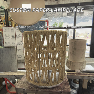 Abat-jour cylindrique en papier tressé écologique fait à la main de style ferme traditionnelle personnalisable pour plafond/sol - Product Image 2