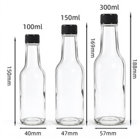 Bouteille en verre pour sauce tomate et sauce épicée, 100ml, 150ml, 300ml, avec couvercle à vis, impression sérigraphique, idéale pour la cuisine - Vente chaude