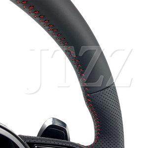 Volant en cuir perforé pour <span class=keywords><strong>Audi</strong></span> A3 RS3 <span class=keywords><strong>A4</strong></span> RS4 A5 RS5 2018 2021 <span class=keywords><strong>2022</strong></span> 2023 2024 Rouge personnalisé en cuir lisse - Product Image 3