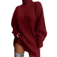 Nouveautés automne-hiver : robe pull en tricot pour femme à col roulé long
