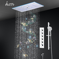 Douche à LED pour salle de bain, pomme de douche de grande taille 24*12 pouces, effet pluie, cascade, pulvérisation, colonne thermostatique, ensemble de mitigeur de douche