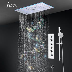 ฝักบัวอาบน้ำแบบ LED ขนาดใหญ่ 24*12 นิ้ว แบบเรนชาวเวอร์ วอเตอร์ฟอล สเปรย์ คอลัมน์ พร้อมชุดผสมอุณหภูมิแบบเทอร์โมสแตติก - Product Image 6