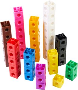 100 Piezas de Cubos Matemáticos Coloridos, Juego de Bloques Educativos y de Bricolaje para Niños, Aprendizaje Preescolar, Bloques de Plástico y Madera para Conectar - Product Image 3