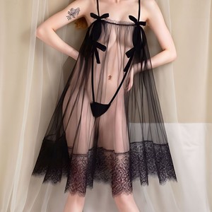 Gaun Tidur Wanita Berbahan Lace Hitam Berkualitas Tinggi, Model One-Piece Tanpa Tali, Lingerie Seksi dengan Kontrol Ringan untuk Pemotretan Pribadi - Product Image 3
