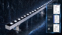 Barre lumineuse LED murale avec corps en acier inoxydable + verre trempé, télécommande sans fil WiFi/Zigbee/DMX512/RF, application, IP68 YY-XQ2525