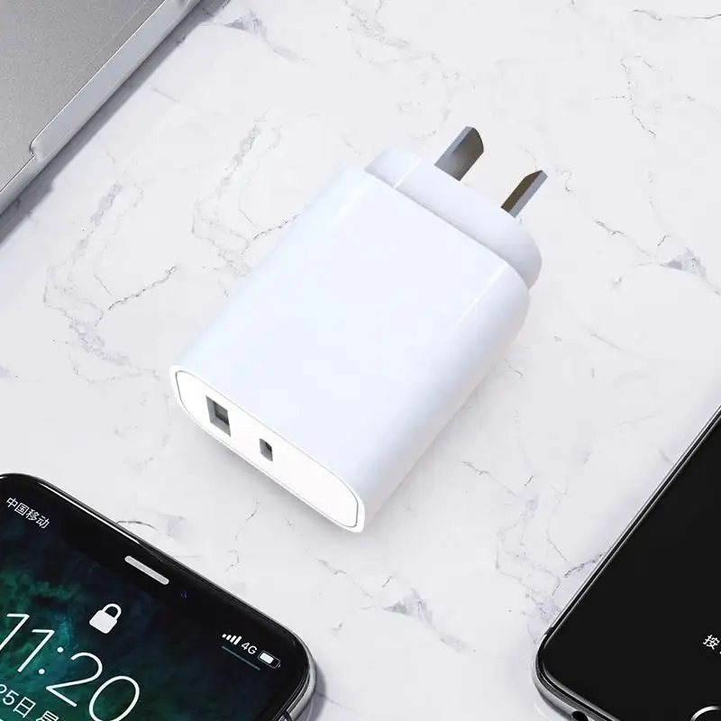 SAA PD 30W Dual Ports Travel Charger AU Plug PPS QC3.0 USB Type C Charger For IPhone IPad Laptop