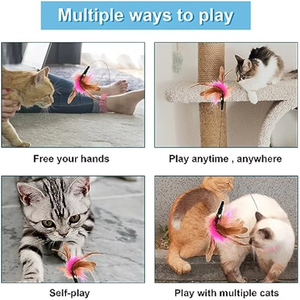 Cat Collar Toy Attached, Silicone Teasing Wand Adjustable Cat Feather Collar Toys with <b>Bell</b> Cat Interactive Teaser Toys - Product Image 3