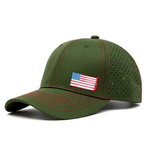 Gorras de Golf Personalizadas de 5 Paneles con Parche de Cuero y Logotipo, Gorras de Béisbol Impermeables con Perforaciones Cortadas a Láser, Gorras Deportivas de Alto Rendimiento - Product Image 1