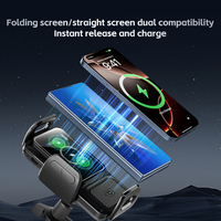 Nouveauté Chargeur de voiture sans fil 15W Support de téléphone pour grille d'aération Bouton sur port Type C Prise en charge du téléphone portable pliable