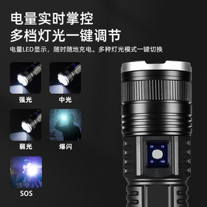ไฟฉาย LED แบบชาร์จไฟได้ 3000Mh อลูมิเนียมอัลลอยด์ ซูมได้ สำหรับตั้งแคมป์ ฉุกเฉิน พกพาในชีวิตประจำวัน - Product Image 5