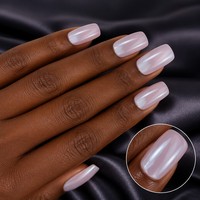 Faux ongles magnétiques œil de chat personnalisés, carrés moyens, rose lavande, irisés, brillants, en gel ABS, vente en gros OEM