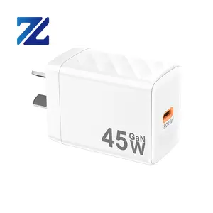 Adaptor Charger perjalanan USB C 45W, pengisi daya 45Watt Super cepat untuk Laptop Samsung ponsel Earphone kabel pengisi daya