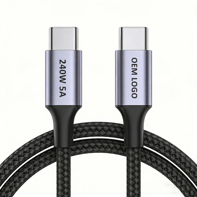 1m 2m Type C Cable Fast Charging Cord 100W 240W USBC to USBC Cable Factory Custom Nylon Braided USB C Cable Type-C Charger Lead