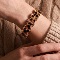Bracelet en Acétate Personnalisable Effet Marbre Luxe Tendance Extensible Motif Écaille de Tortue Doré Vintage pour Femme