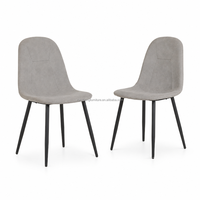 Chaise de salle à manger moderne en lin avec dossier incurvé et pieds en métal noir - Chaise d'appoint respirante et ergonomique pour la maison, le café ou le bureau