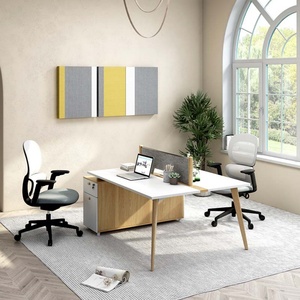 Luxury Wooden Office Furniture Staff 2 Seater <b>Table</b> Office Modular Workstation With Drawer - Product Image 6