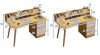 Bureau d'écriture contemporain avec panneau en bois durable blanc chaud, design panneau de bois, avec tiroirs et étagère pour bureau d'étude