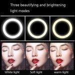 Penyangga Ponsel Ganda untuk Meja dengan Lampu LED Ring 6 inci, Dudukan Ponsel Fleksibel yang Dapat Disesuaikan untuk Siaran Langsung