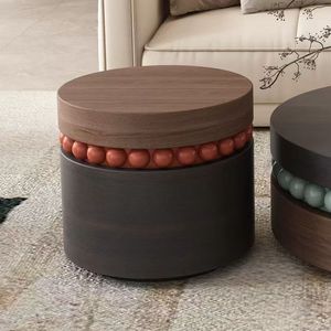 Table basse moderne en noyer, style <span class=keywords><strong>vintage</strong></span> italien, haut de gamme, créative, ronde, en bois, pour salon. - Product Image 5