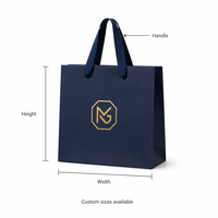 Sacs cadeaux pour petites entreprises, sacs cadeaux bleu marine personnalisés, logo doré, poignées en ruban, pour cadeaux d'entreprise, boutique de détail