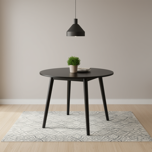 DB Moreno Modern <b>Round</b> Extendable <b>Dining</b> <b>Table</b> With <b>Wood</b> Top And Metal Legs, Minimalist Design For Home Kitchen Or Office Use - Product Image 2