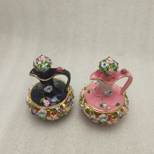 Petite théière bibelot décoration de table cadeaux boîte à bijoux en émail petite boucle d'oreille boîte en métal strass étain boîte cadeau antique cadeau - Product Image 5