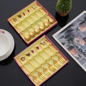 Cuillère à café avec pendentif de Noël, fourchette à fruits, ensemble de cuillère et fourchette en acier inoxydable pour la fête à la maison, dessert, cuillère à <span class=keywords><strong>thé</strong></span>, fourchette à gâteau - Product Image 4