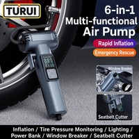 Compresseur d'air portable sans fil 150 PSI avec brise-vitre d'urgence, coupe-ceinture de sécurité, lumière LED et batterie externe