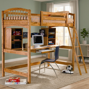Lit superposé pour enfants en bois massif Ardena, gain de place, taille personnalisée, design moderne, chambre de garçon, appartement, hôtel, hôpital - Product Image 4