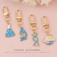 Nouveau Porte-clés de laboratoire de chimie à double hélice, cadeau pour diplômé, motif molécule scientifique, en métal, microscope