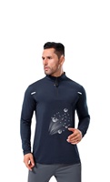 T-shirt de sport décontracté pour homme à manches longues, coupe ample, demi-zip, imprimé, respirant et extensible pour l'entraînement en extérieur