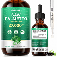 Soutien à la santé urinaire de la prostate : Extrait de palmier nain en gouttes liquides 60 ml, végétalien, sans alcool, complément de palmier nain pour hommes
