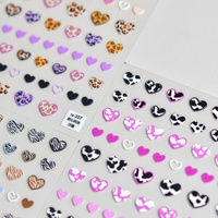 5D mignon manucure décalcomanies auto-adhésif Nail Art autocollants amour coeur léopard zèbre lait vache impression doux en relief relief plastique