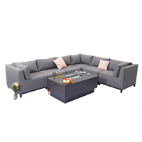 MIA Ensemble de mobilier de jardin de luxe pour l'extérieur, canapé en forme de L avec table foyer intégrée